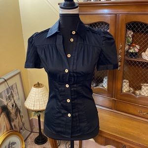 ❤️Diane Von Furstenberg Black 100% Cotton Shirt.  Size 0.